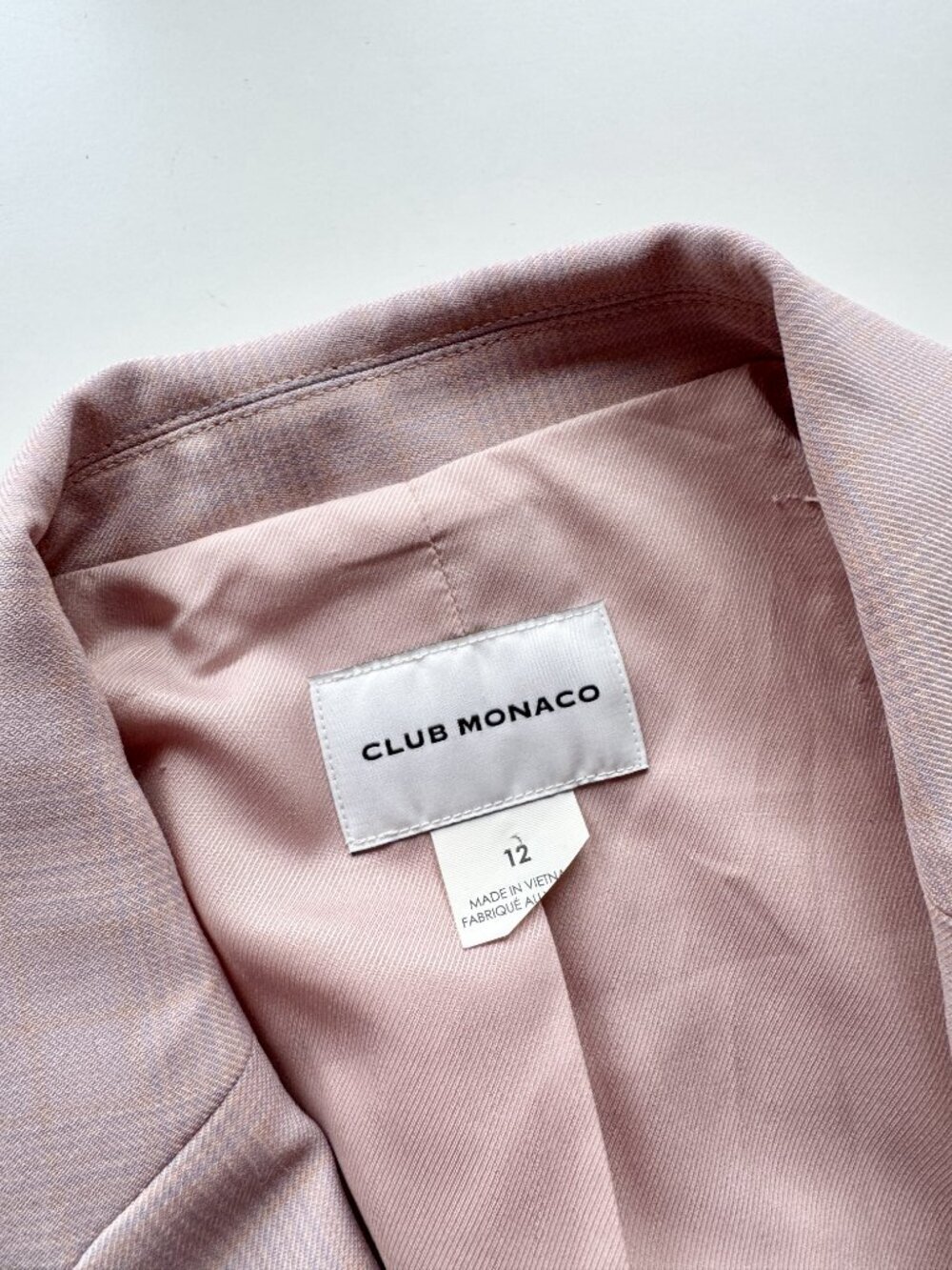 CLUB MONACO Borrem Pink Mauve Wool Blend Single Breasted Blazer, Size 12 - Picture 14 of 16